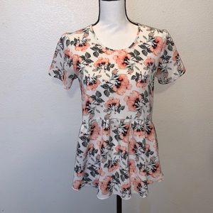 Downeast floral small keyhole peplum blouse